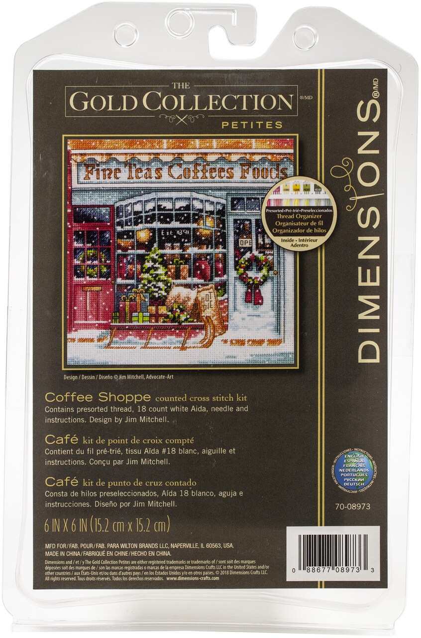 Dimensions Gold Petite Counted Cross Stitch Kit 6"X6"-Coffee Shop